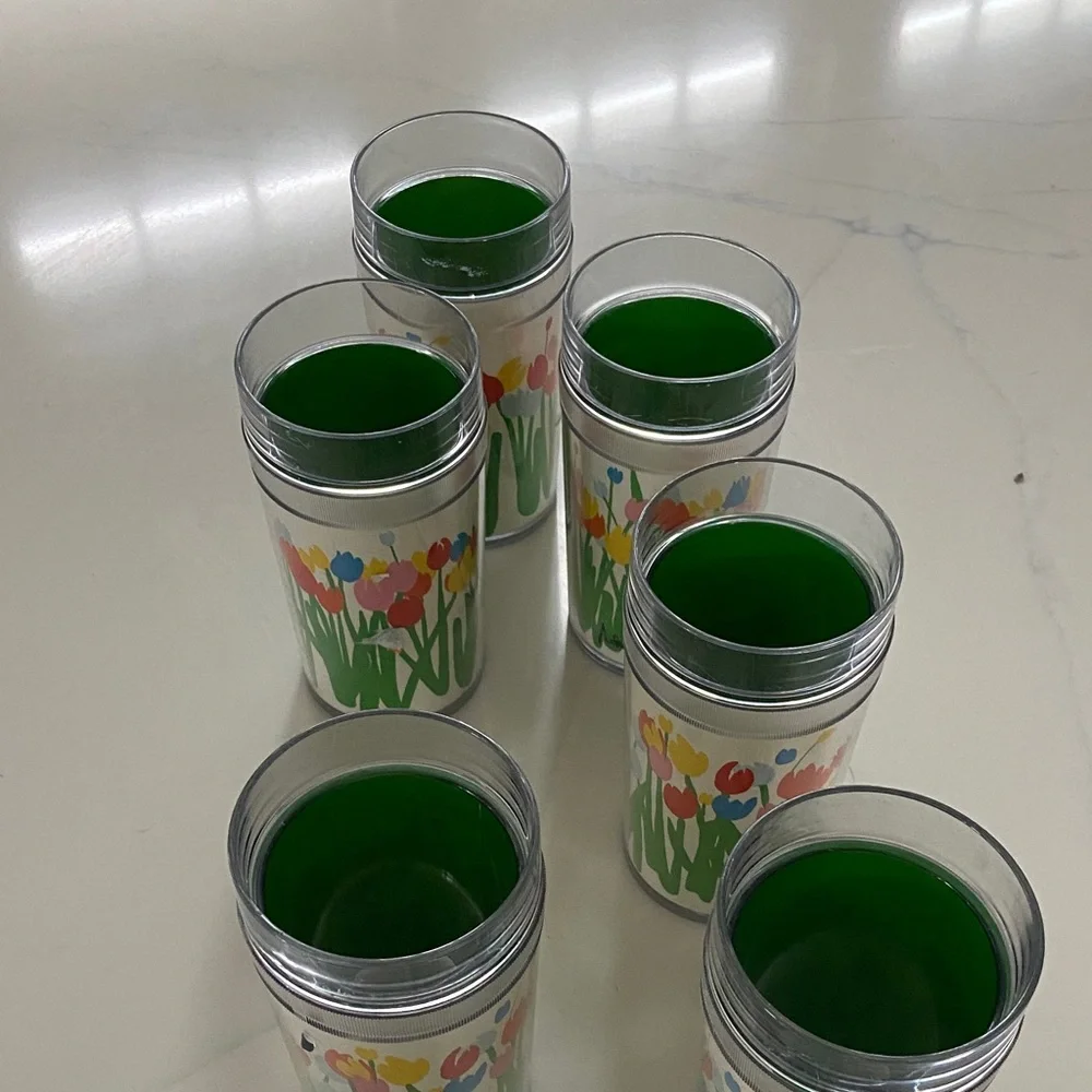 Colorful vintage thermos- Tulip Party Cups - Set of 8